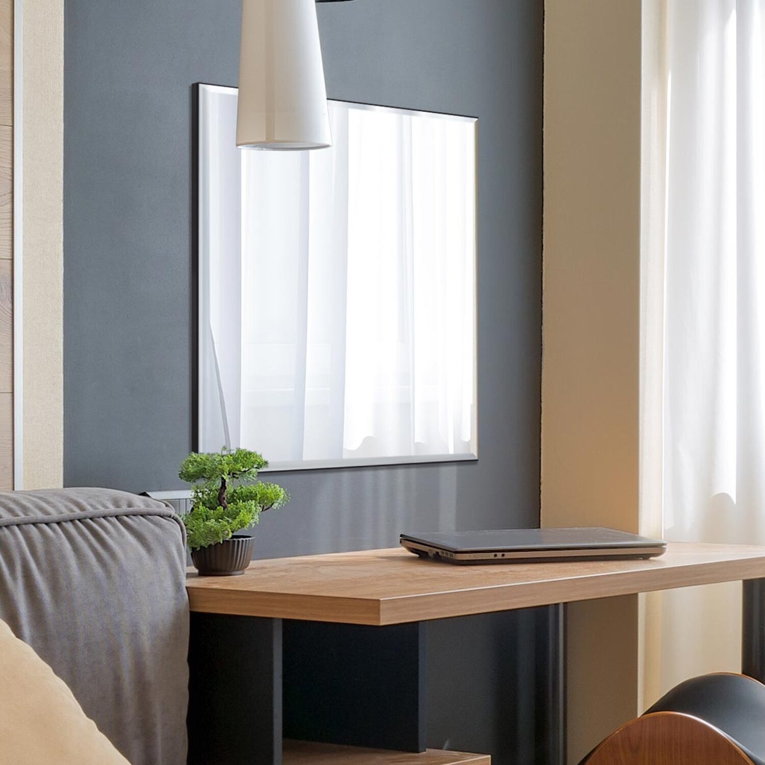 MirrorOutlet Single Bevelled Venetian Mirror 68 x 58CM 2ft3 x 1ft11 - All glass