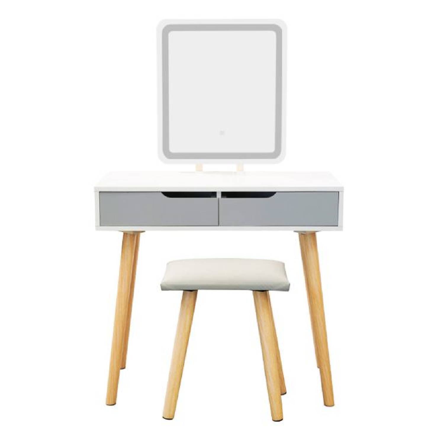 Vanity Dressing Table Set With Rectangle Led Light Mirror Grey - Grey