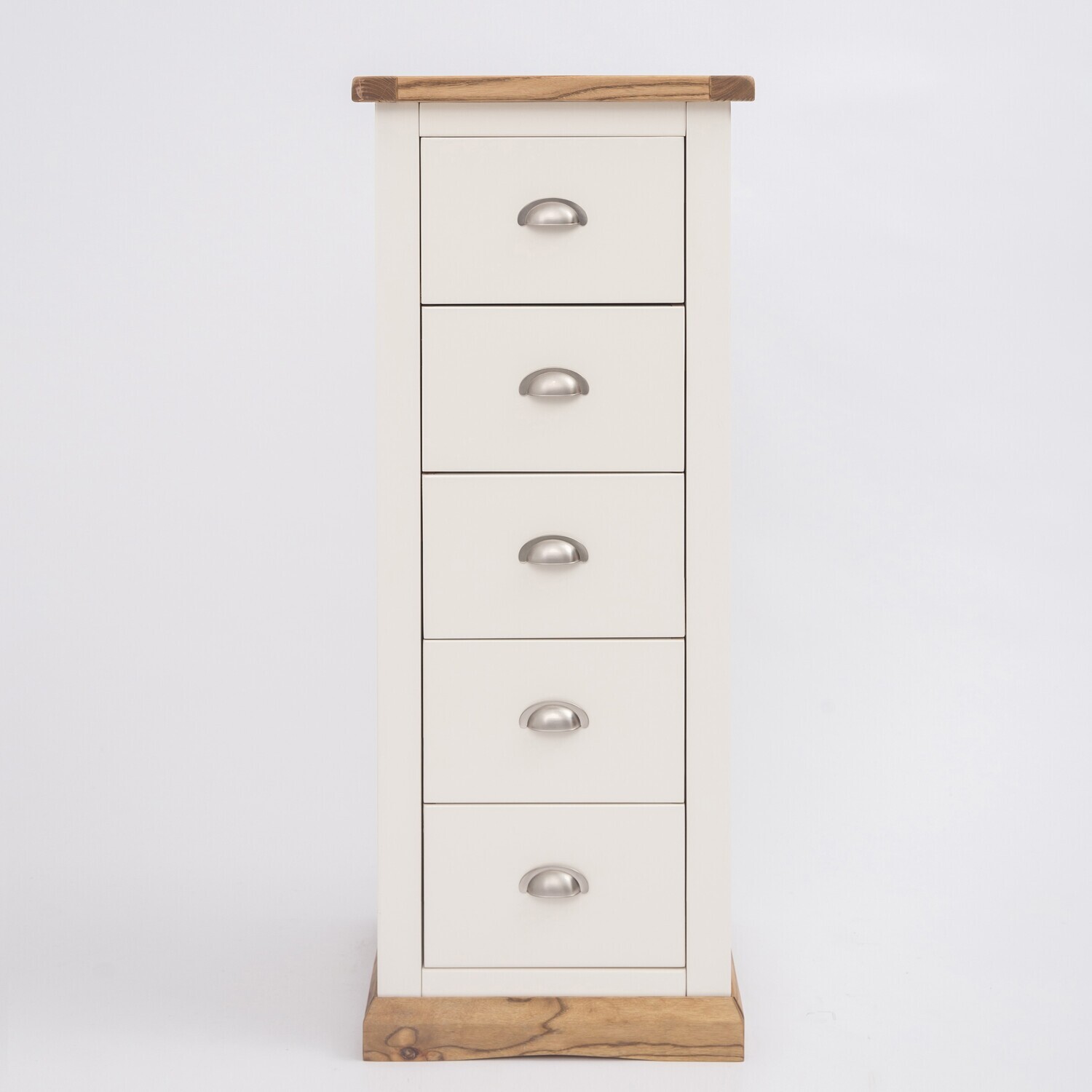 Cabinet Bits Tropea 5 Drawer Narrow Chest - White / Chrome