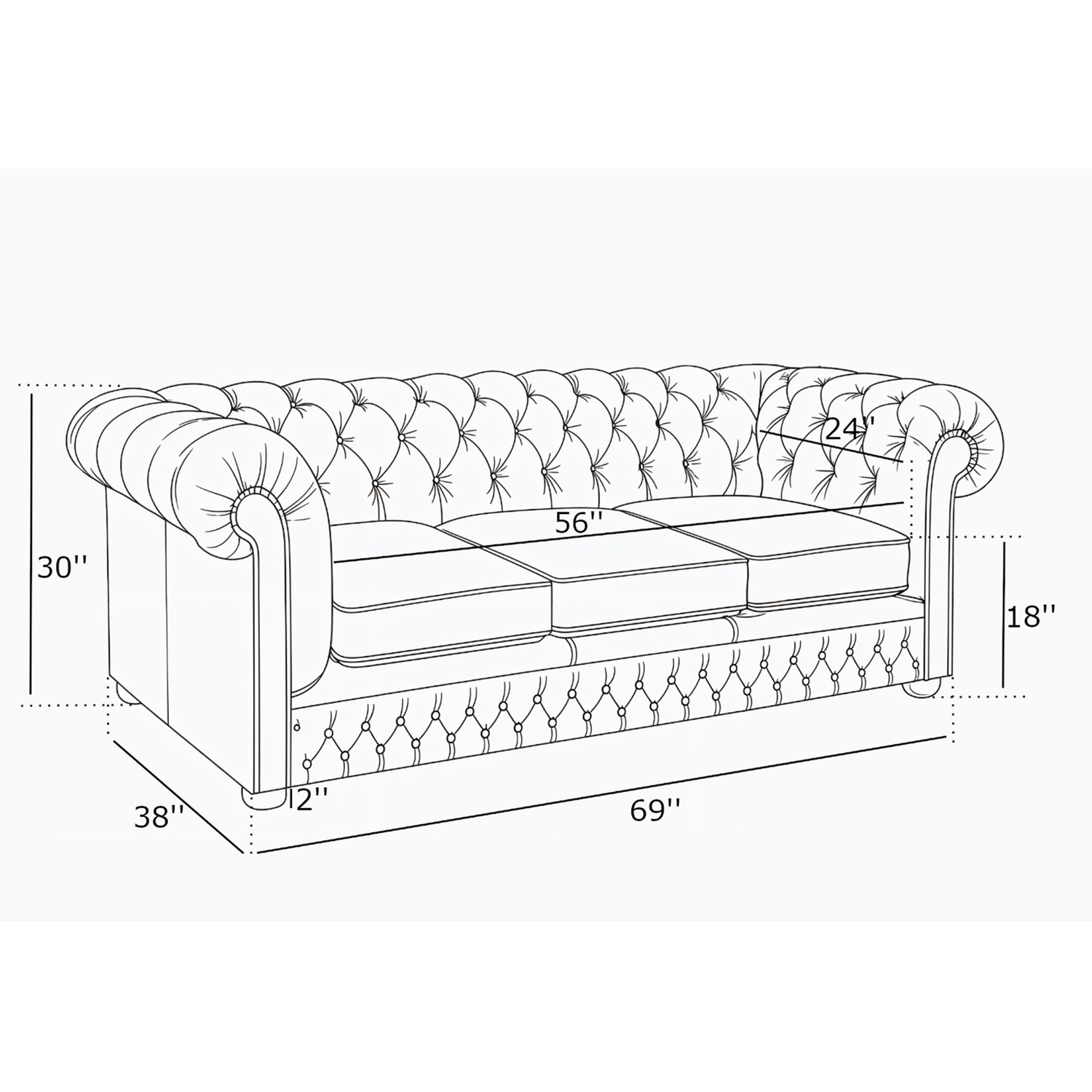 Vintage Leather Chesterfield 3 Seater Sofa Manufactured In The Uk - Red