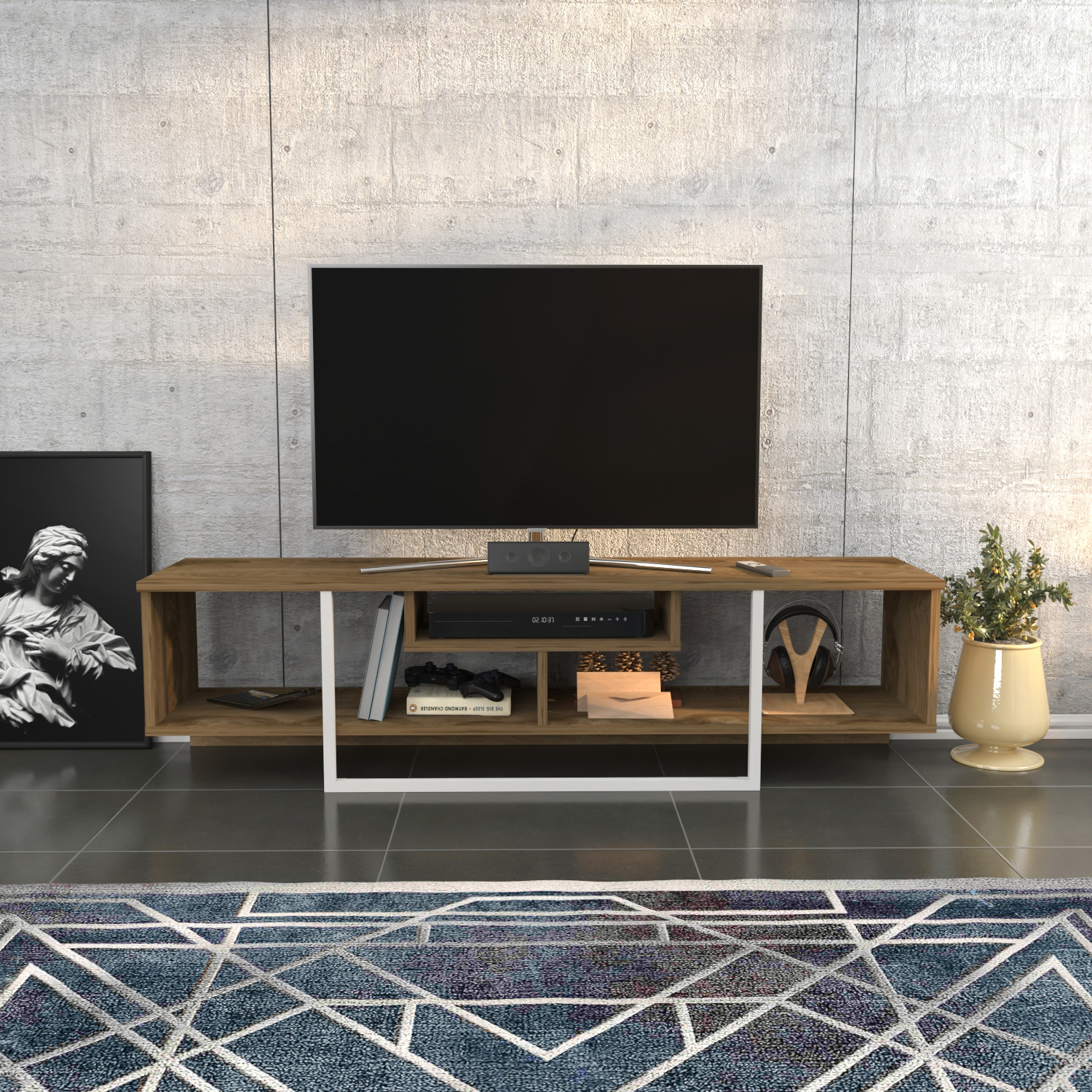 Asal TV Unit - Oak and White / 0cm / 400.00cm / 59in