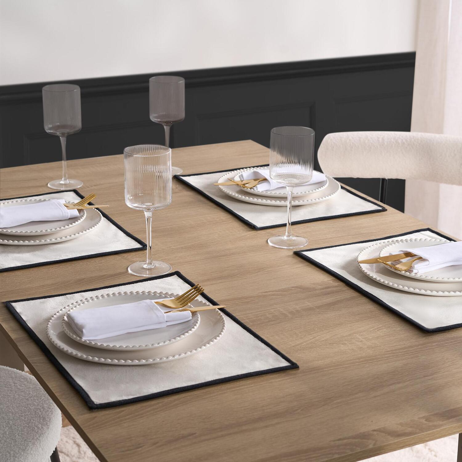 Image of OHS Piped Trim Placemats - Monochrome&hellip;