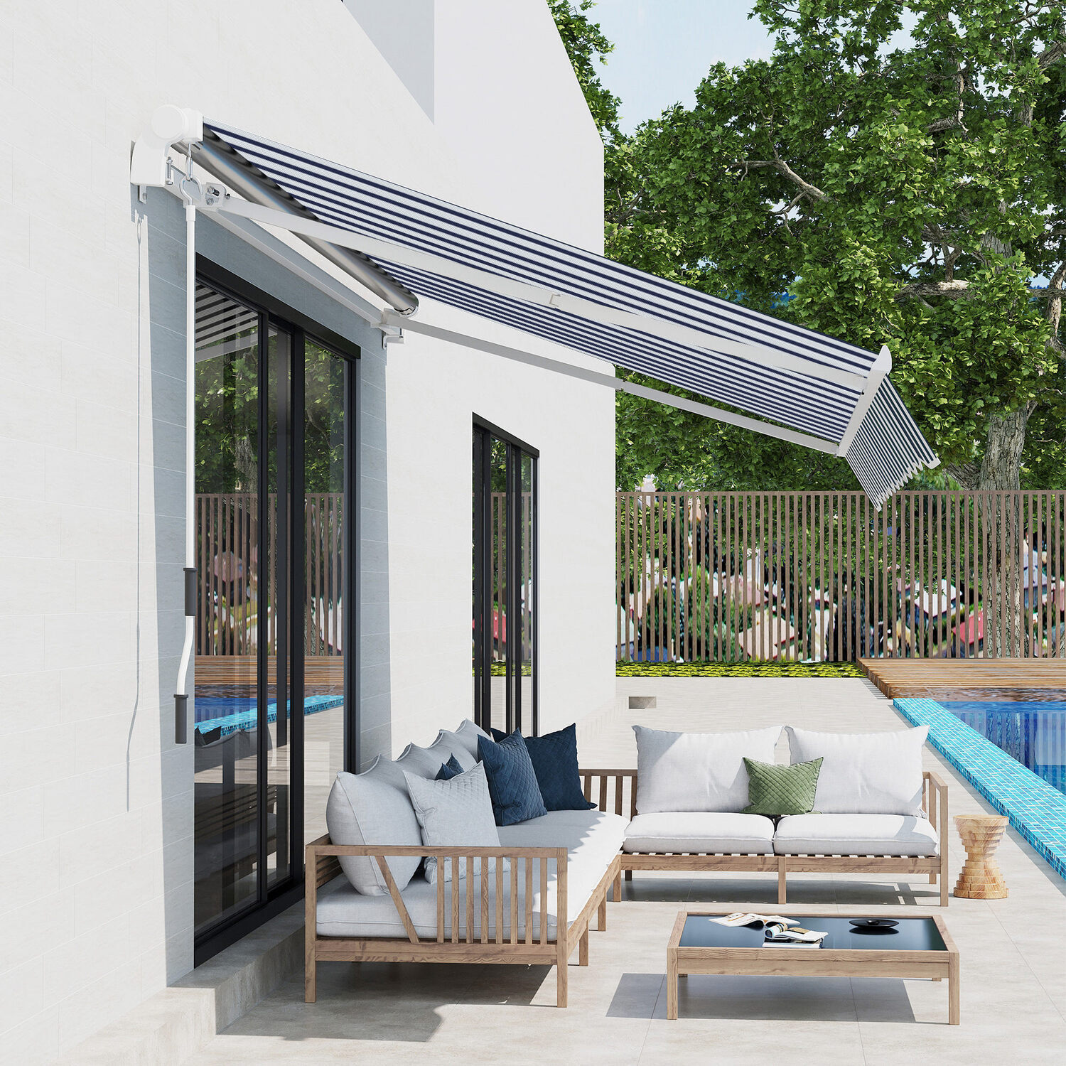 Image of Outsunny Garden Manual Awning Canopy -&hellip;