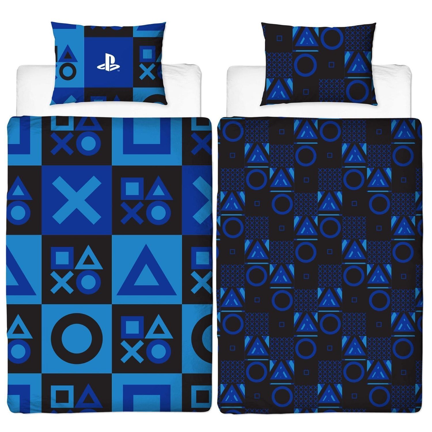 Playstation Checked Reversible Duvet Set - Blue / Single