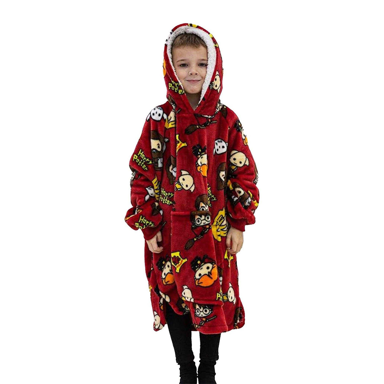 Harry Potter Childrens/Kids Charm Fleece Sherpa Lined Blanket Hoodie - Red