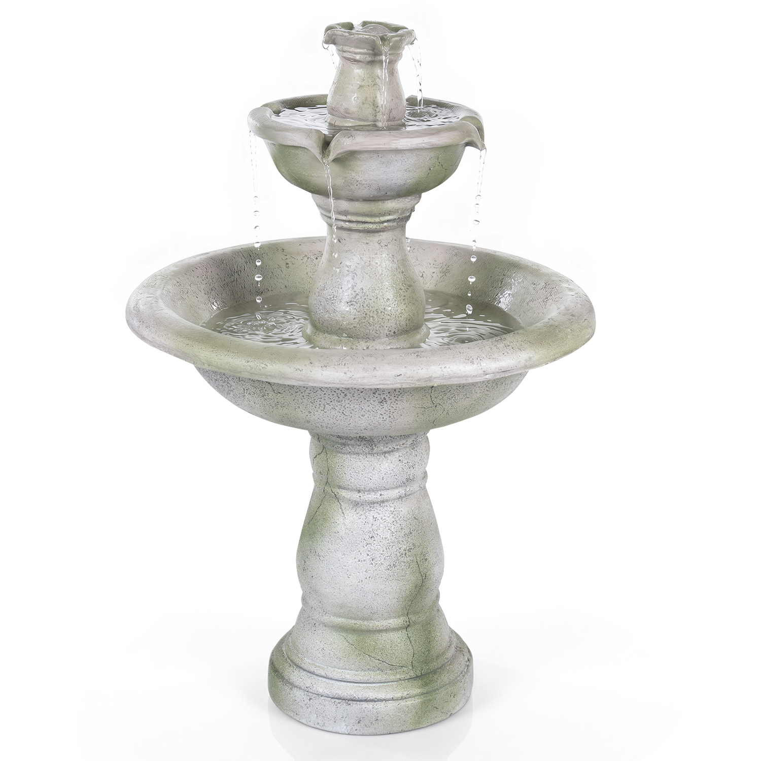 Costway Outside Large Waterfall Fountain Outside - Grey