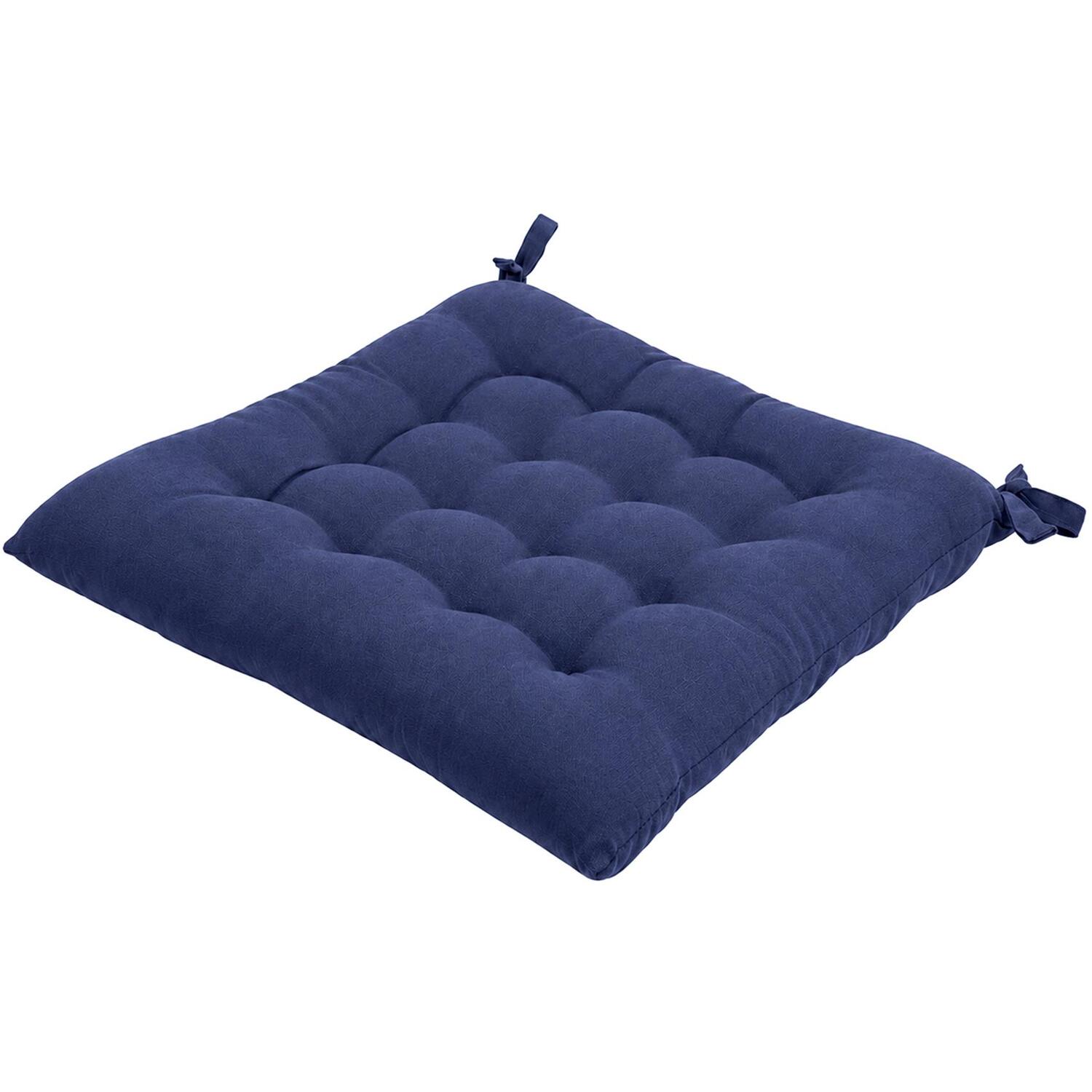 Harbour Housewares Thin Square Seat Pad - 40 X 40Cm - Navy / 0.6Kg