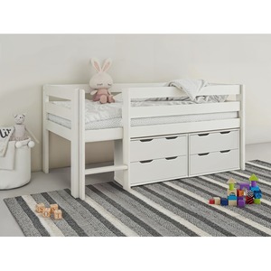 Mid Sleeper Shorty with Chest of Drawers White