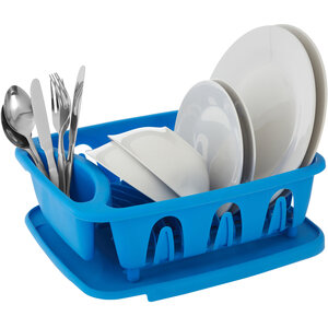 Laurie Blue Plastic Dish Drainer with Removable Tray