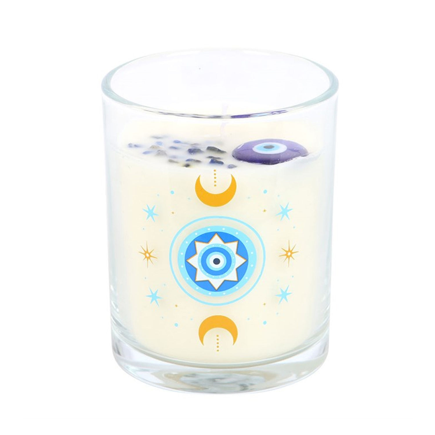 Something Different Under Watchful Eyes White Rose Candle in Blue
