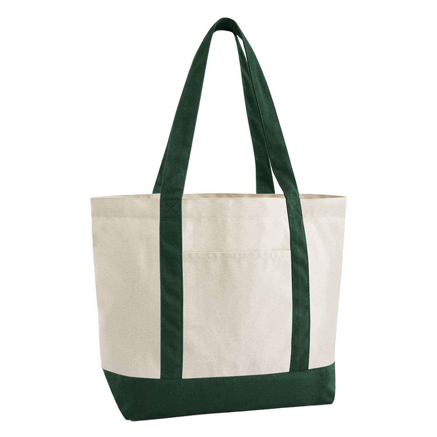 Westford Mill Earthaware Organic Varsity Tote Bag - Natural/Bottle Green / Cotton