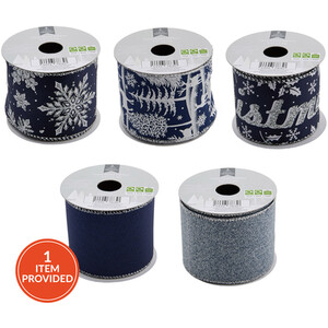 Navy Wired Ribbon