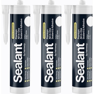 Hemway Hybrid Polymer Sealant & Adhesive Bright White Kitchen Bathroom 3 Pack