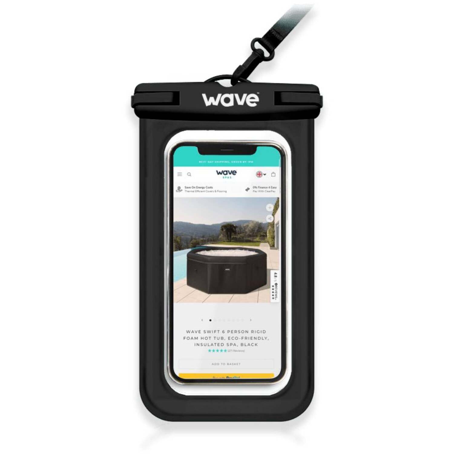 Wave Waterproof Phone Cover - Black