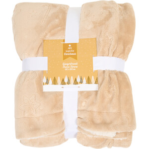 Gingerbread Man Embossed Fleece Throw