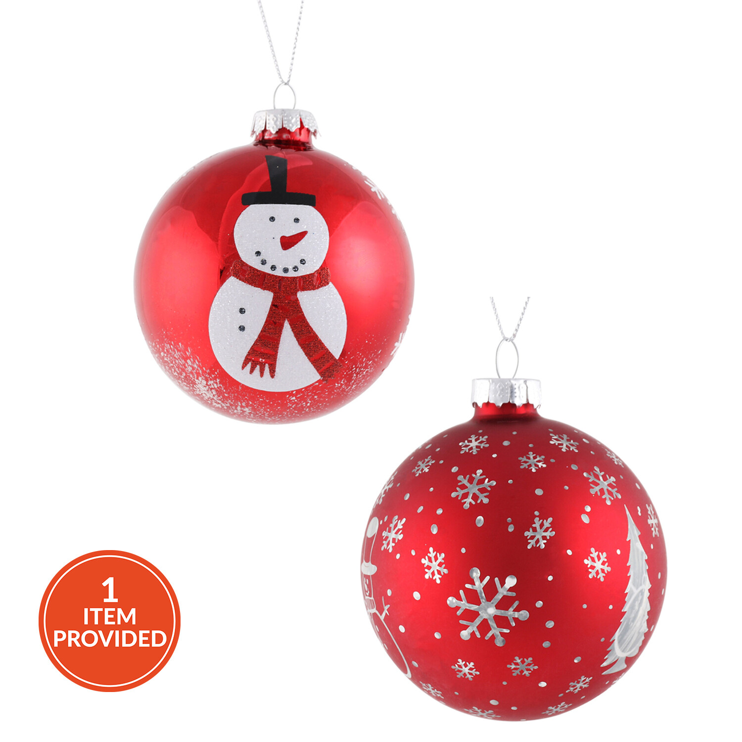 Candy Cane Lane Snowman Or Snowflake Bauble Red And White