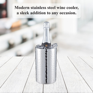 Buckingham Double Wall Stainless Steel Ice Bucket Hammered Effect 1.5 Litres