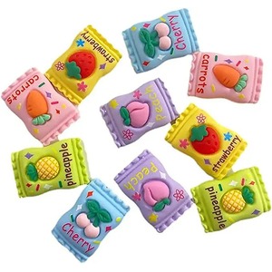 Pack of 10 Kawaii Fruit Candy Resin Flat Back Cabochon Embellishments