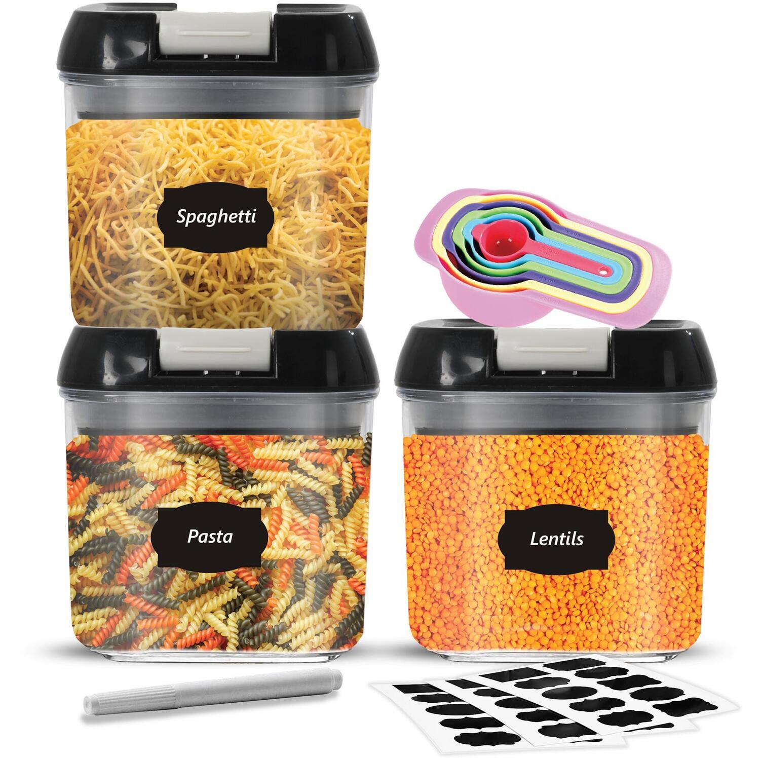 Top 3 Pack Of 3 Airtight Plastic Food Storage 0.8L Jars - Black