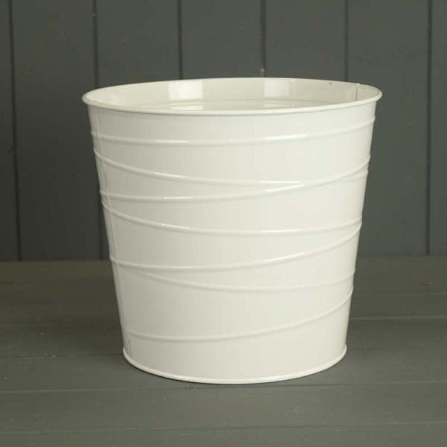 White Zinc Pot (with drainage Holes) - White