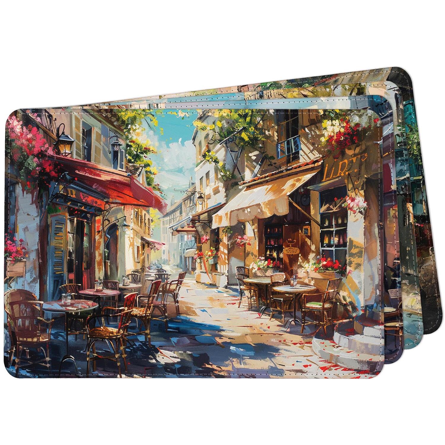 Image of French Scenes Faux Leather Placemats -&hellip;