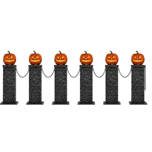Pack of 2 Battery Powered Light up Halloween Pumpkin Fence with LEDs
