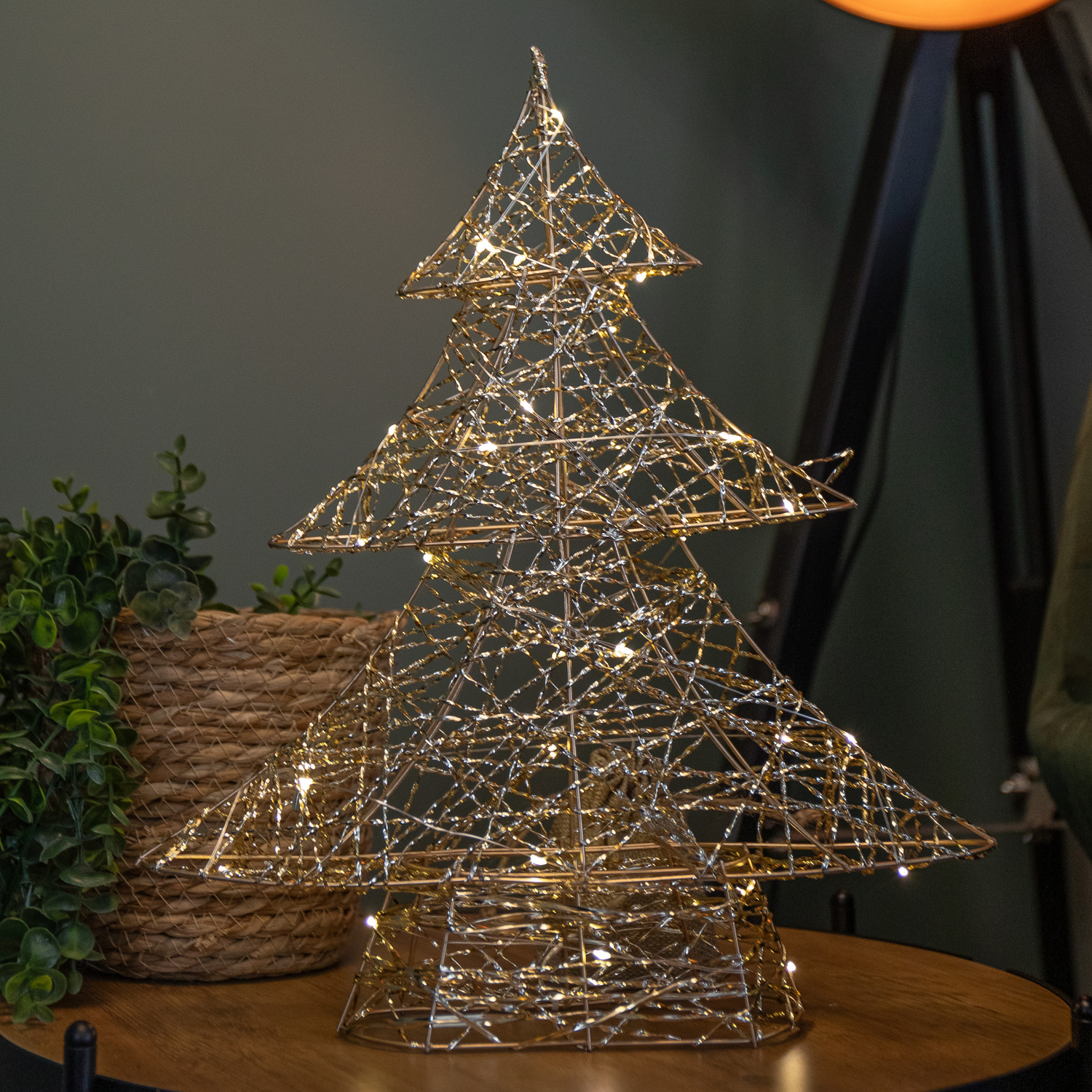 Samuel Alexander Unisex Gold 40Cm Battery Operated Light Up Weave Tree With Warm White Leds - Image 4