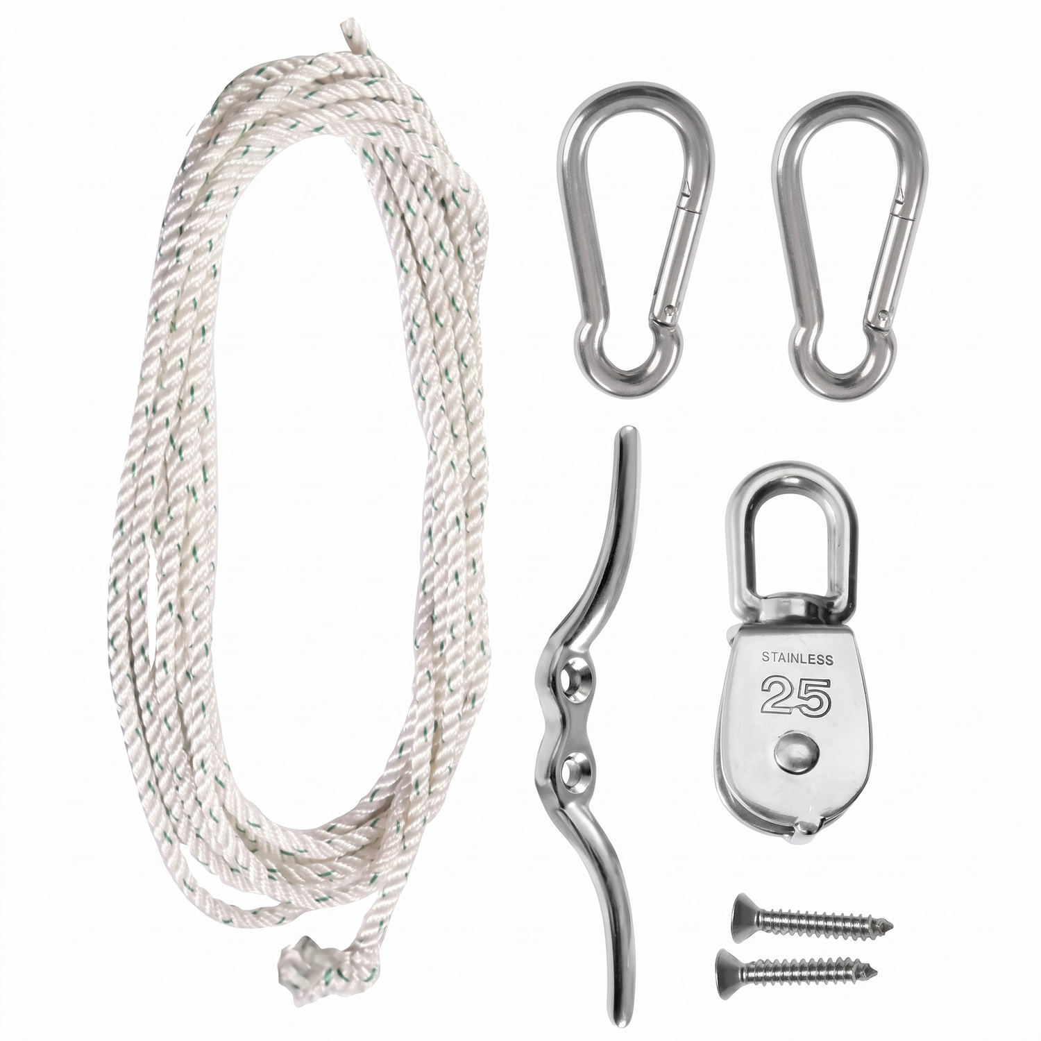 Primrose Galvanised Steel Easy Hoist Standard Fixing Kit For Shade Sail Fitting Accessory - Silver