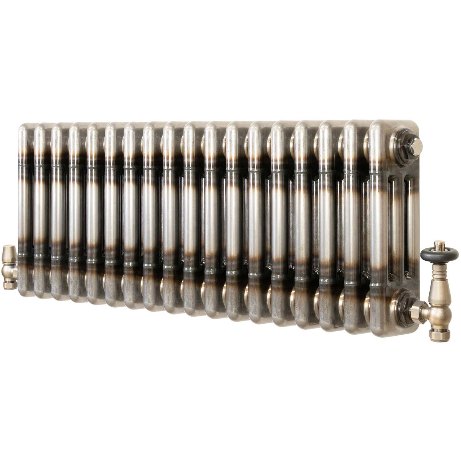 Monstershop Traditional 3 Column Radiator & Valves – 300mm x 830mm - Raw Metal in Silver - Image 3
