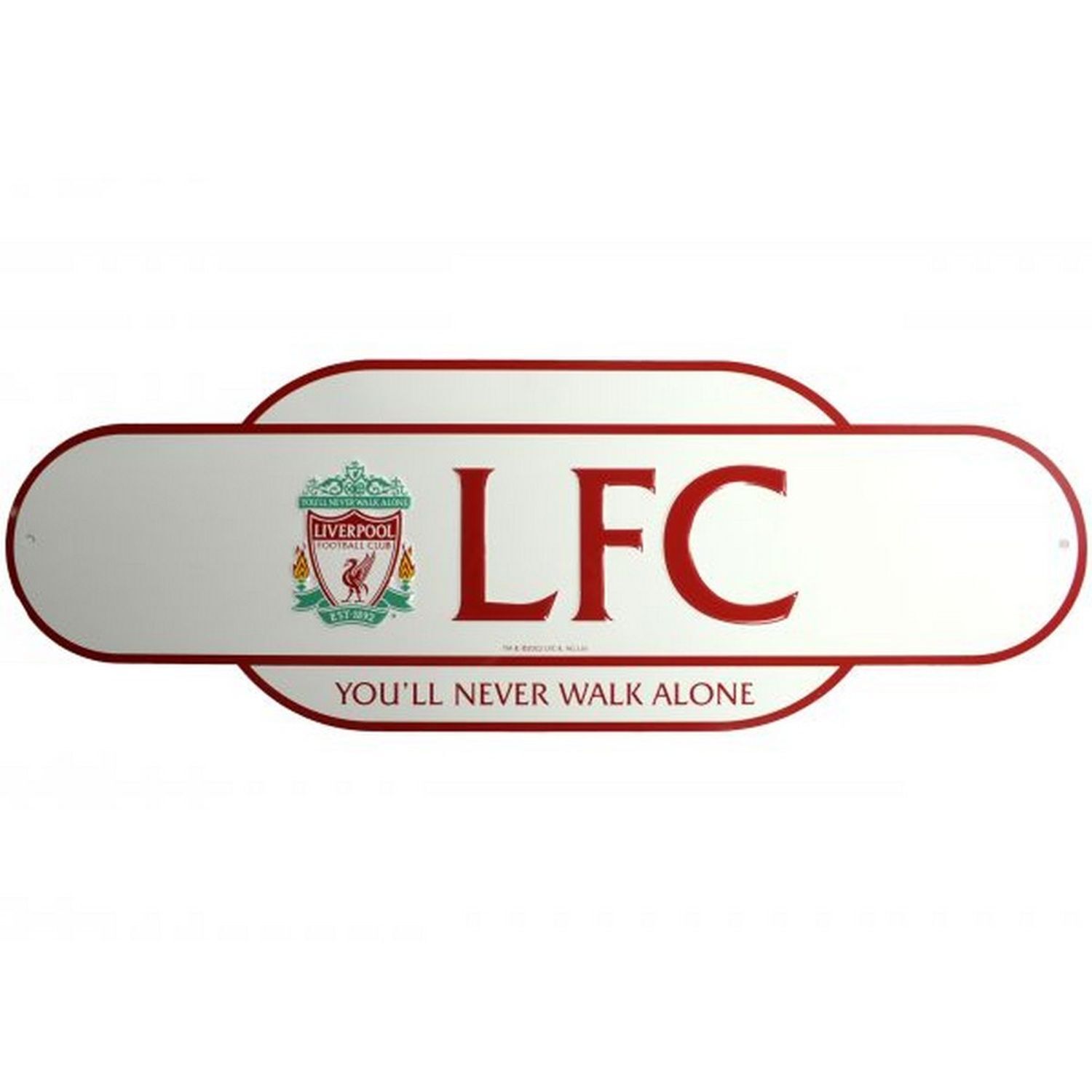 Liverpool Fc Classic Retro Years Metal Street Sign - White/Red