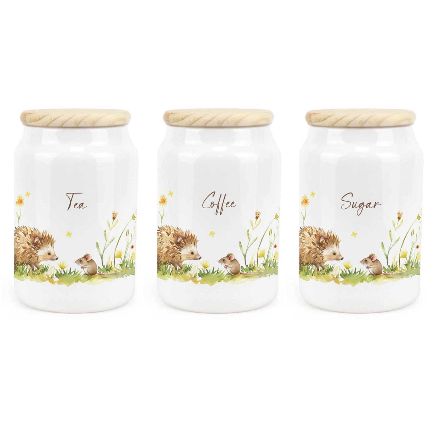 Ceramic Hedgehog & Mouse Canisters - Tea, Coffee & Sugar Storage Containers - Image 3
