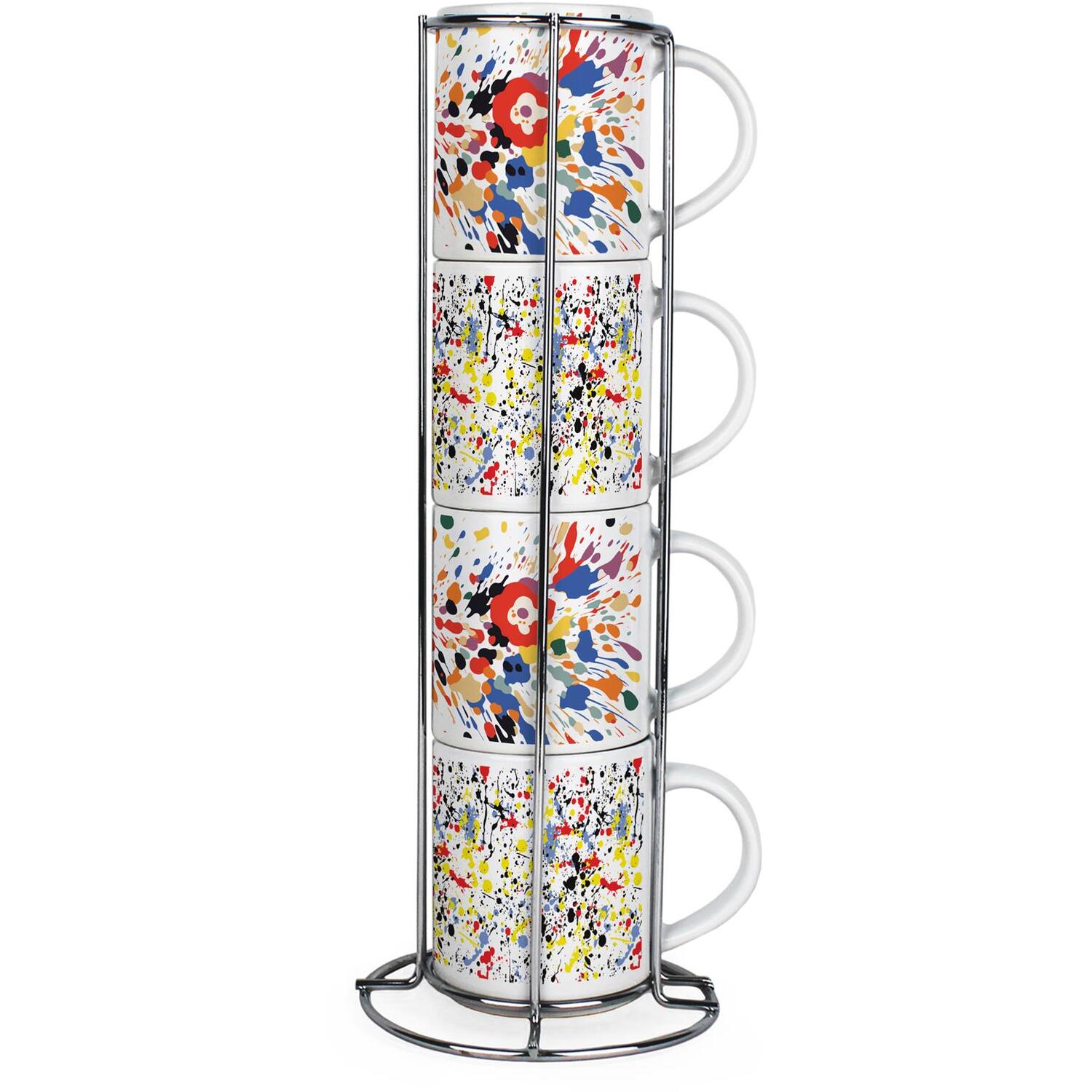 Paint Splash Small Stacking Mugs - Multicoloured Art Presents - Set of 4 Gift - Image 2