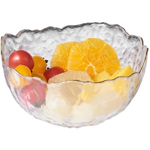 Eden & Willow Wavy Gold Rim Hammered Glass Serving Bowls