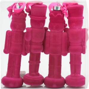 Pack of 4 Flocked Nutcracker Baubles