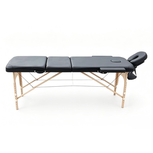 WestWood Portable 3-Fold Massage Bed 60cm Wooden Frame Spa Therapy Black