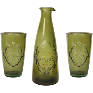 Dexam Sintra Recycled Glass Caraffe and 2 Tumblers - Green