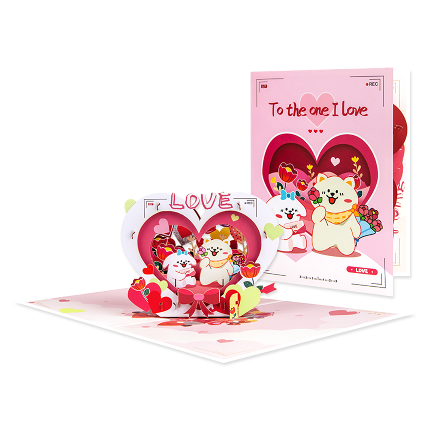 Brightfeel Cute Puppies & Love Theme Romantic 3D Pop Up Greeting Card - White