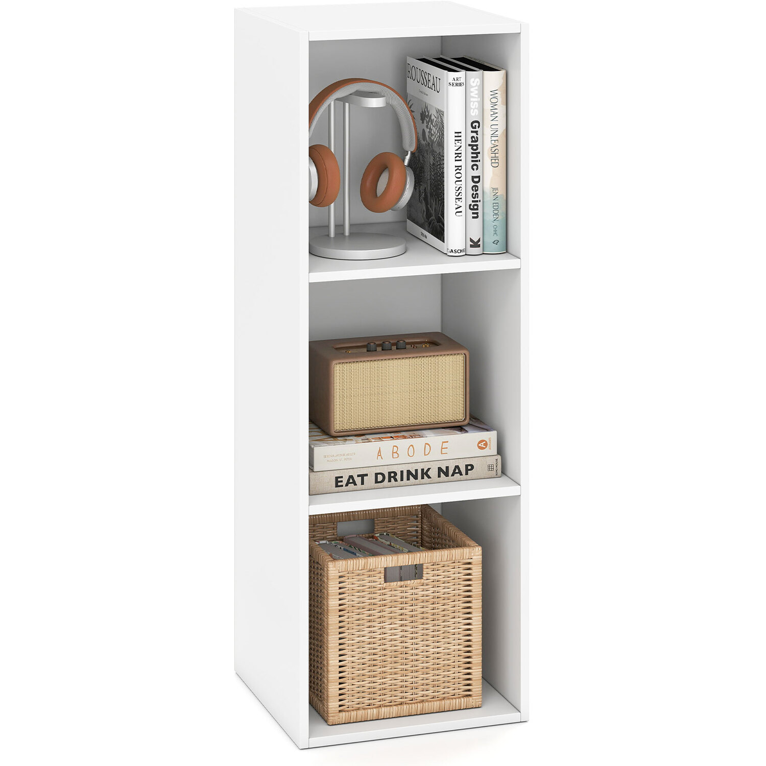 Costway Coatway 3 Cube Modern Bookcase Storage Organizer - White