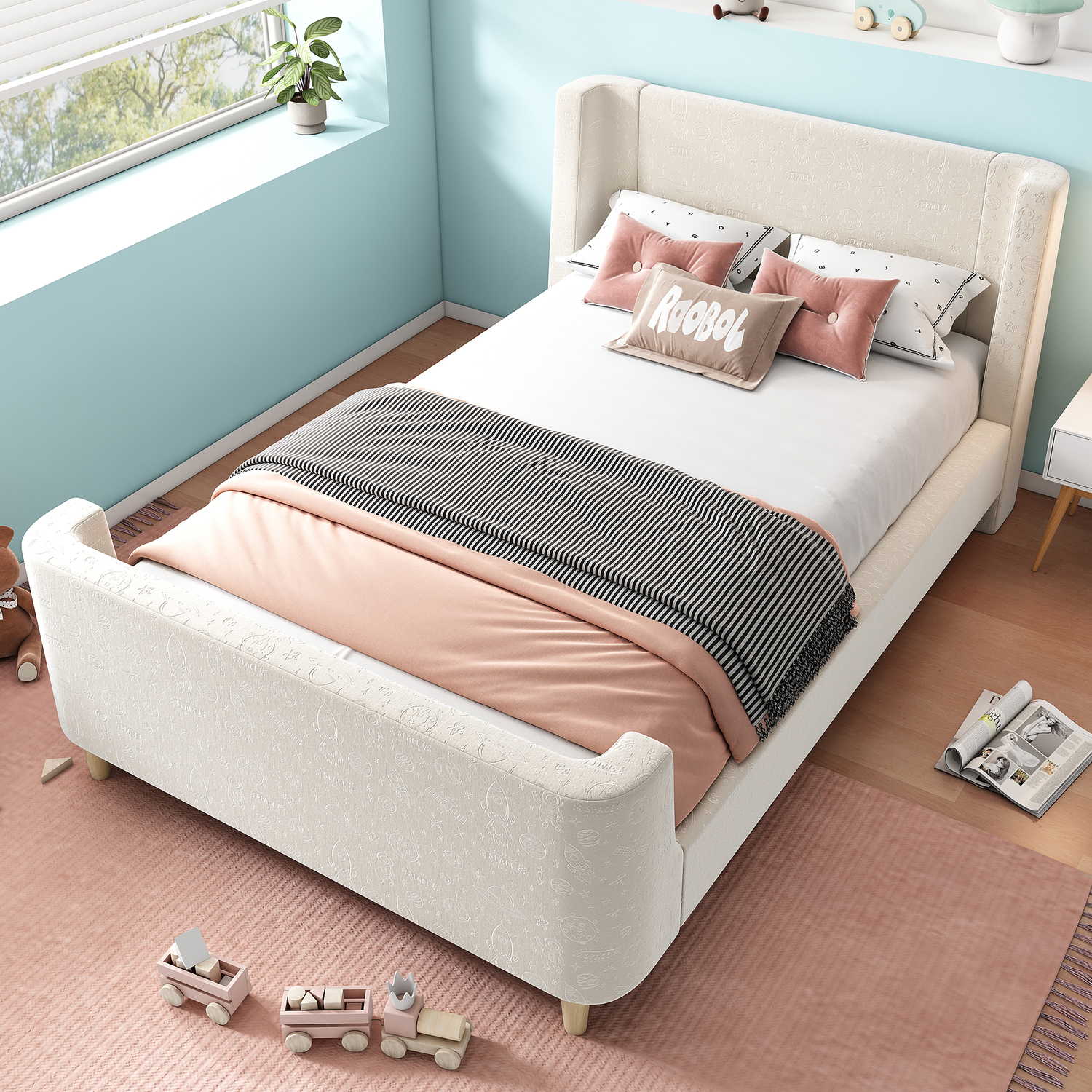 Aka Velvet Cosmic Pattern Bed - Cream