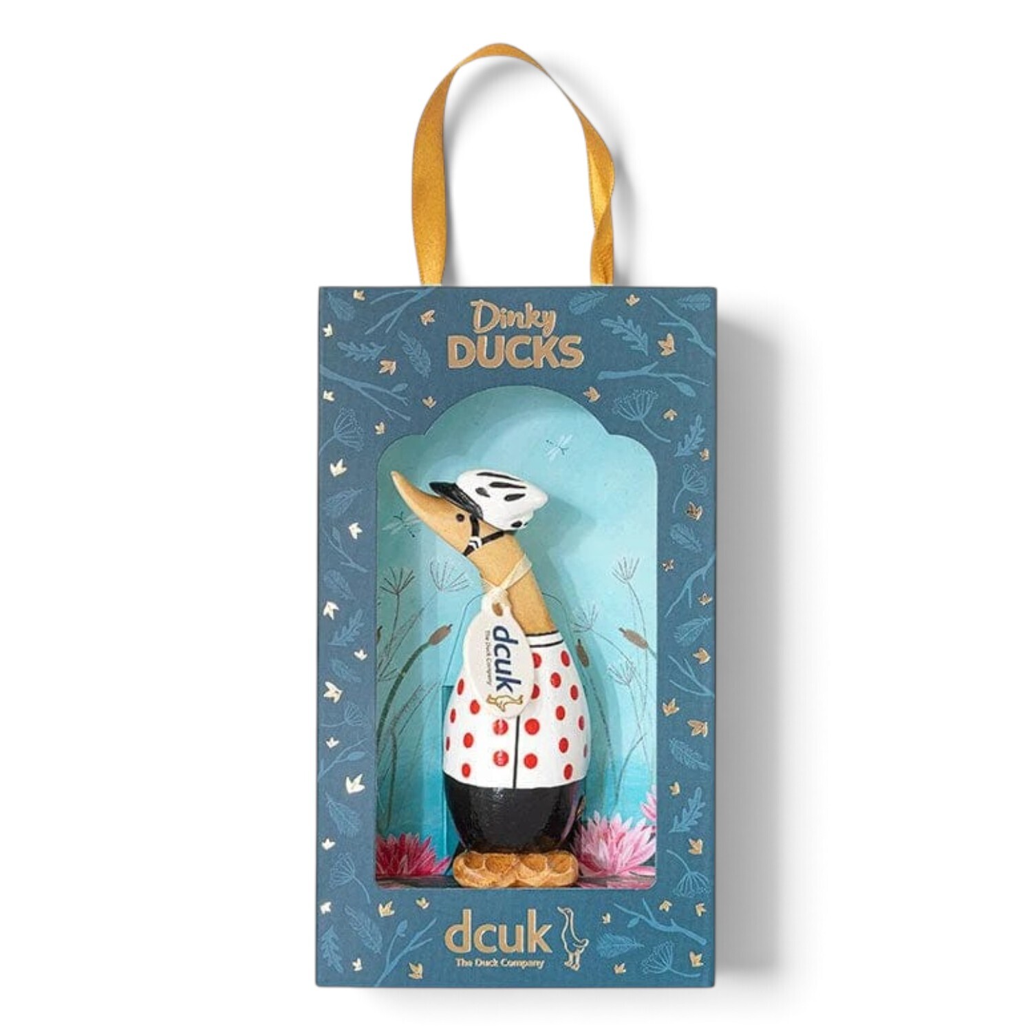 Dcuk Unisex White Polka Dot Cyclist Dinky Duck Wooden Ornament - Image 3