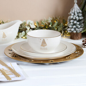 12 Piece Gold Spruce Dinnerware Set