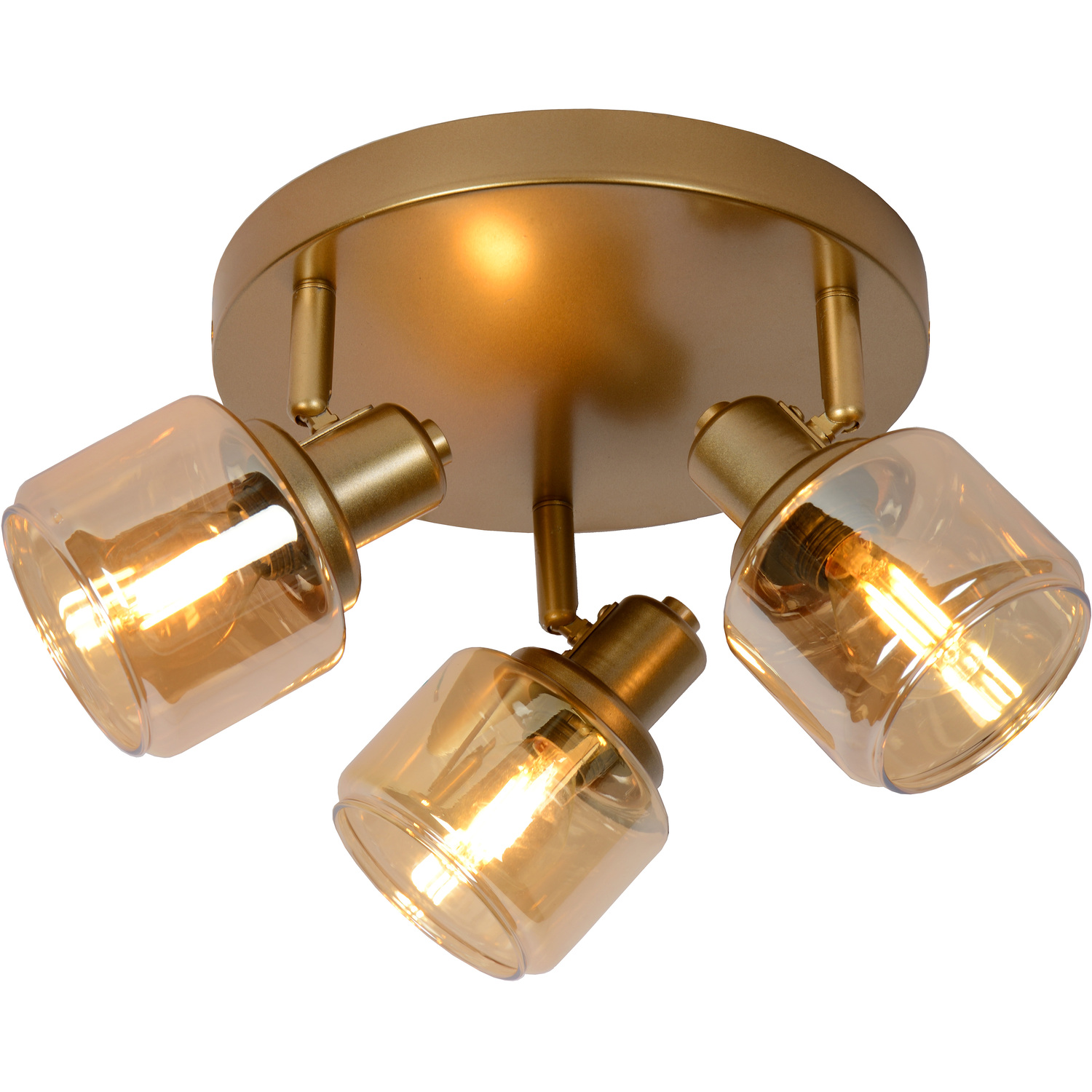Lucide Bjorn 38cm Ceiling Spotlight - Matt Gold, Brass - 3xE14 - Dimmable - Image 3