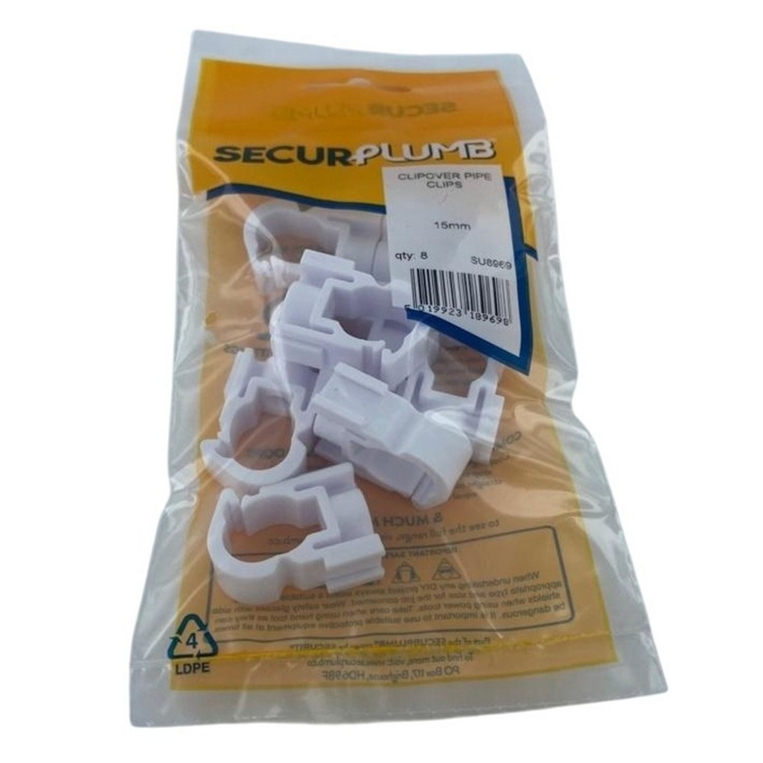 Securplumb Pipe Clips (Pack Of 8) - White