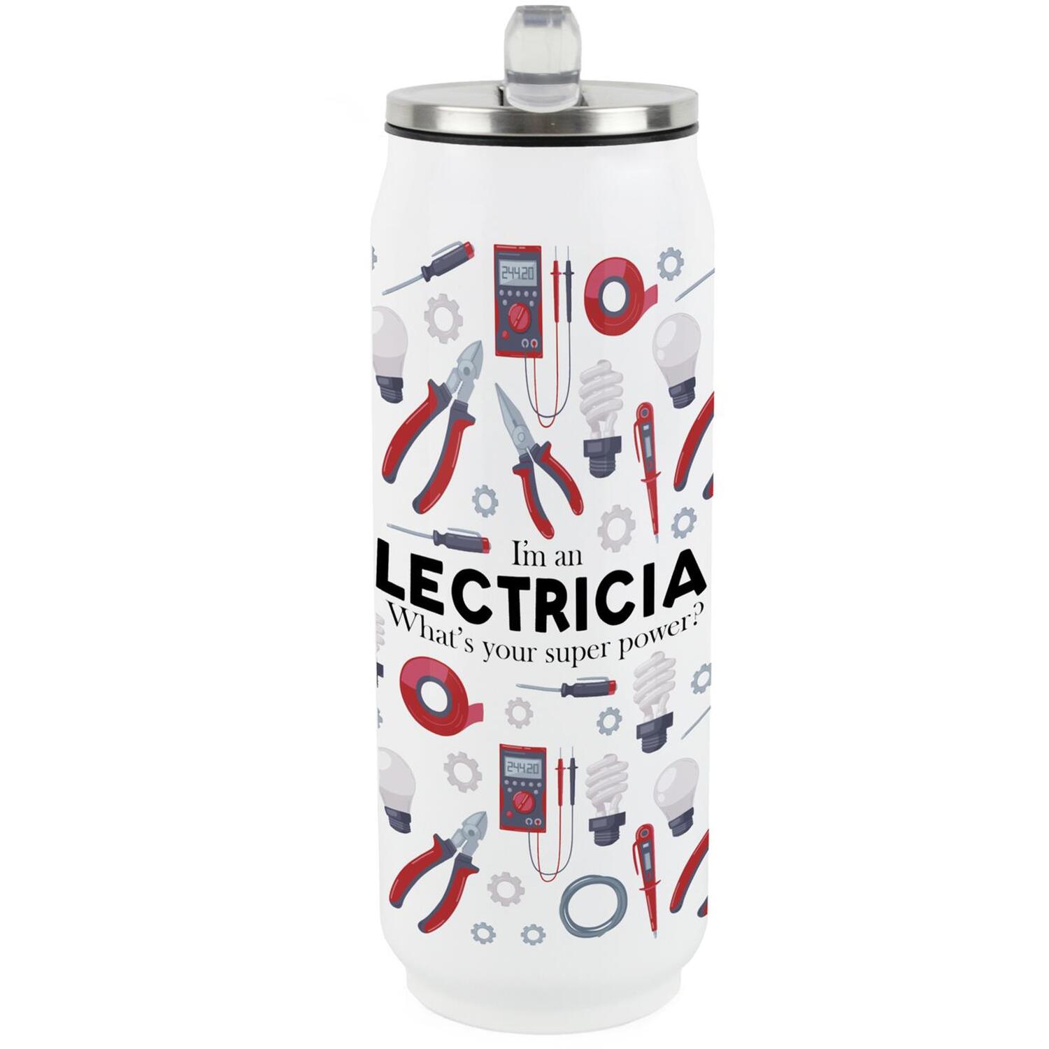 B&Q -  Novelty Electrician Large Drinking Can Flask With Straw - Image 3