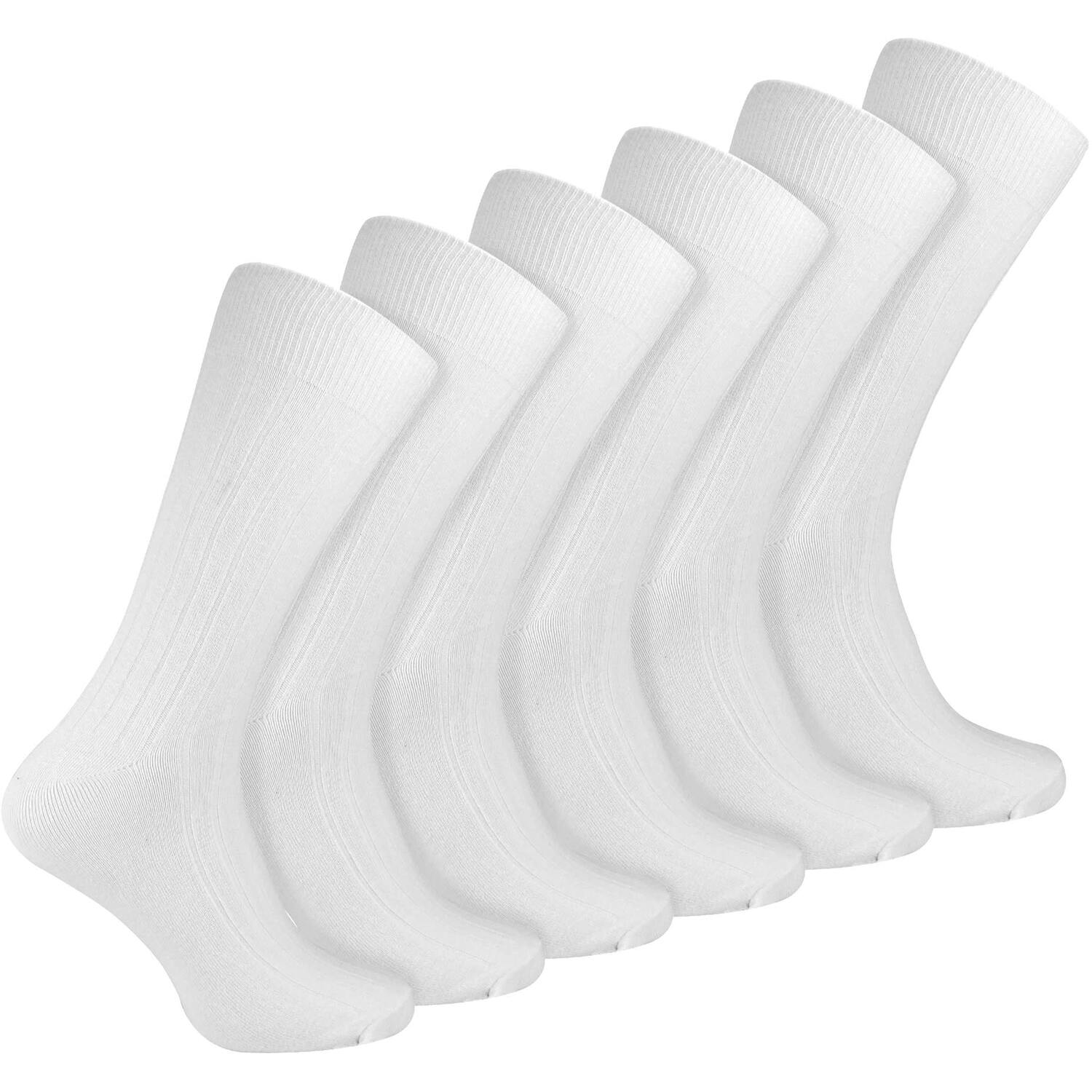 Sock Snob Men's White 6 Pairs Multipack Ribbed Breathable Crew Cotton Dress Socks | - Image 2