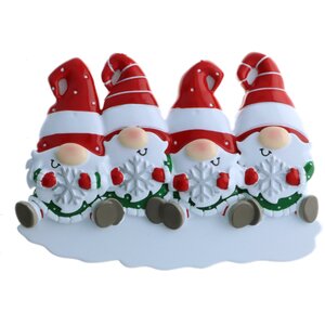 Personalised Christmas Gnome Family Decoration 4 Faces