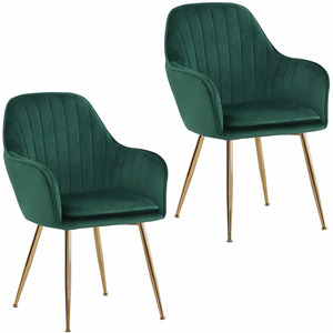 Green Set of 2 Velvet Dining Armchairs shot 21678059