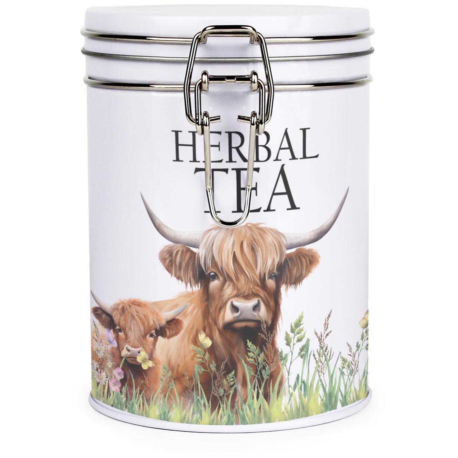 Purely Home Highland Cow & Calf Clip-Lid Kitchen Storage Canister - Herbal Tea