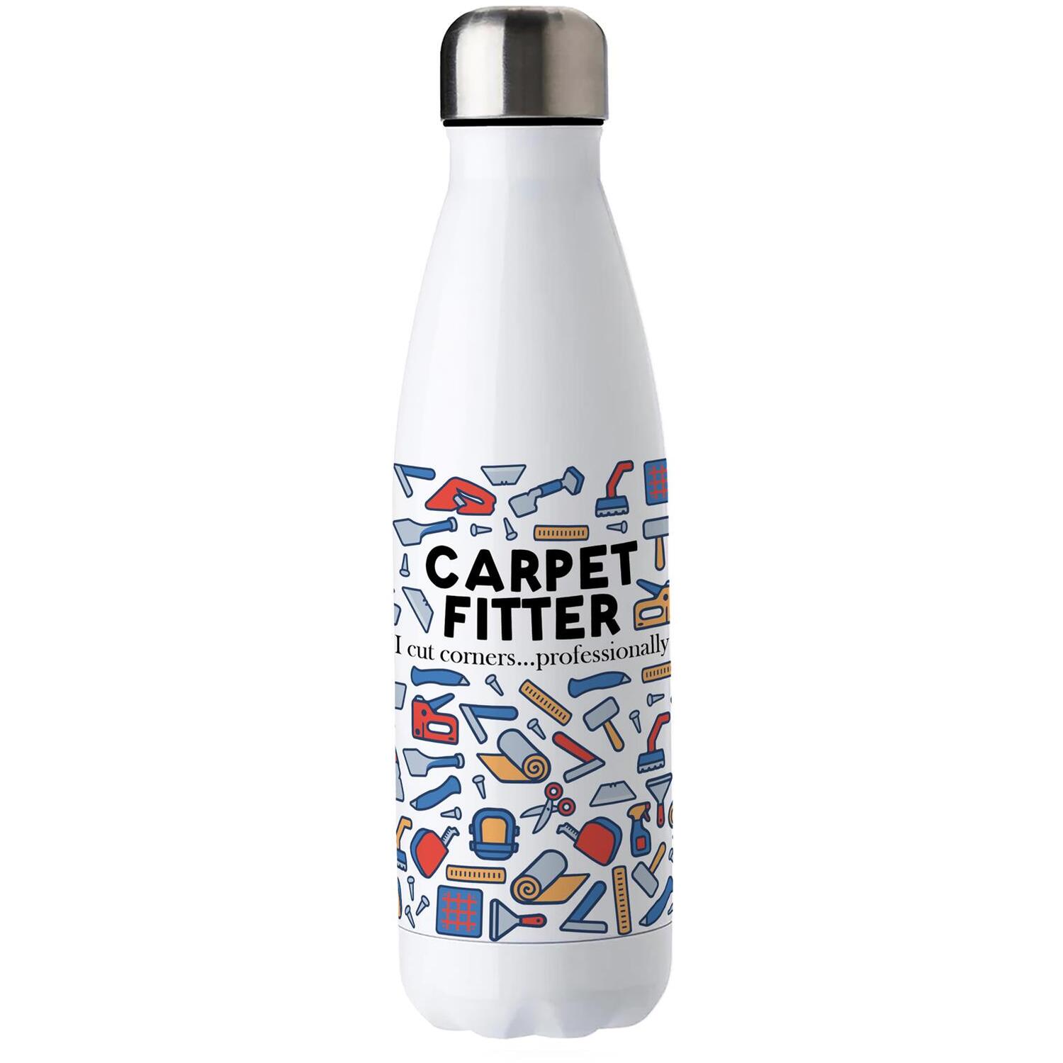Novelty Carpet Fitter Reusable Water Bottle - 500ml Stainless Steel Tradie Gift - Image 2