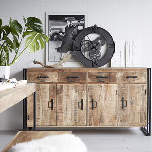 Modern Industrial Style Large Wooden Sideboard Cabinet
